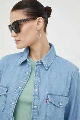 Levi's koszula jeansowa damska kolor niebieski regular z kołnierzykiem klasycznym