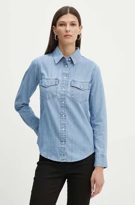 Levi's koszula jeansowa damska kolor niebieski regular z kołnierzykiem klasycznym