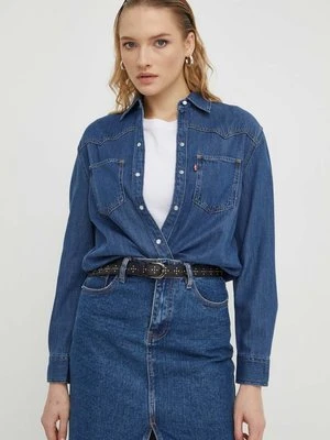 Levi's koszula jeansowa damska kolor niebieski regular z kołnierzykiem klasycznym