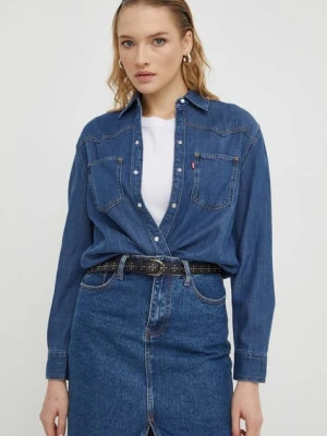 Levi's koszula jeansowa damska kolor niebieski regular z kołnierzykiem klasycznym