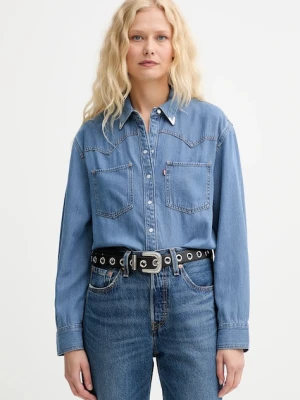 Levi's koszula jeansowa damska kolor niebieski regular z kołnierzykiem klasycznym