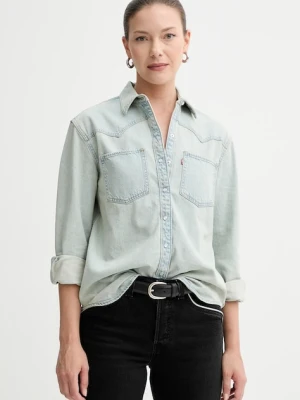 Levi's koszula jeansowa damska kolor niebieski regular z kołnierzykiem klasycznym A7244