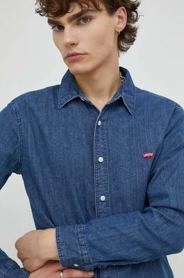 Levi's koszula jeansowa męska kolor granatowy slim z kołnierzykiem klasycznym