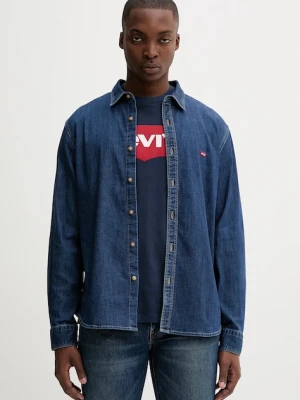 Levi's koszula jeansowa męska kolor niebieski regular z kołnierzykiem klasycznym 86625