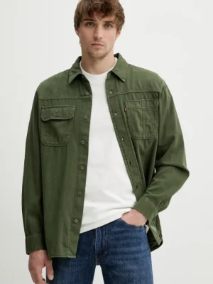 Levi's koszula jeansowa męska kolor zielony relaxed z kołnierzykiem klasycznym