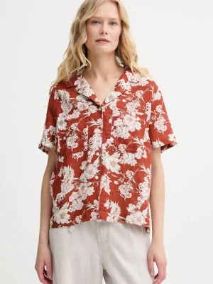 Levi's koszula lniana SONNY CAMP SHIRT damska kolor pomarańczowy regular z kołnierzykiem klasycznym 001HO