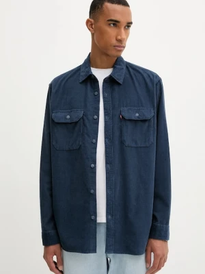 Levi's koszula sztruksowa męska kolor granatowy regular z kołnierzykiem klasycznym 19573