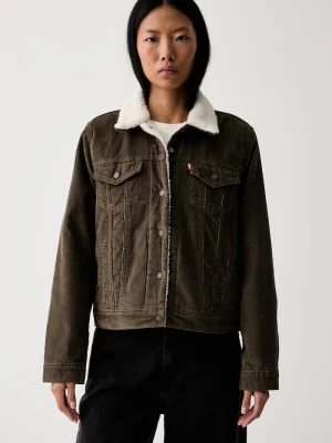 Levi's krótka kurtka damska sztruksowa ORIGINAL SHERPA zielony