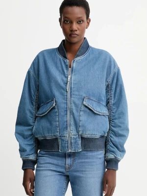 Levi's kurtka bomber jeansowa kolor niebieski zimowa oversize A7262.0009
