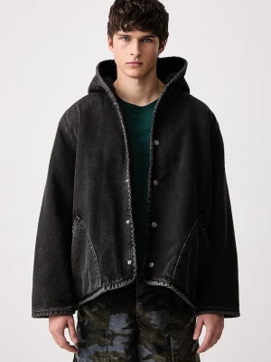Levi's kurtka dwustronna męska DECK HOODIE SHERPA czarny