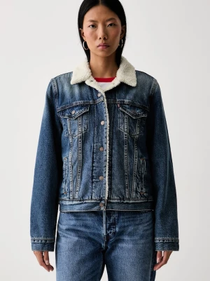 Levi's kurtka jeansowa damska bawełniana ORIGINAL SHERPA niebieski