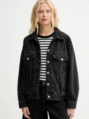 Levi's kurtka jeansowa damska kolor czarny przejściowa oversize