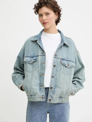 Levi's kurtka jeansowa damska kolor niebieski przejściowa oversize