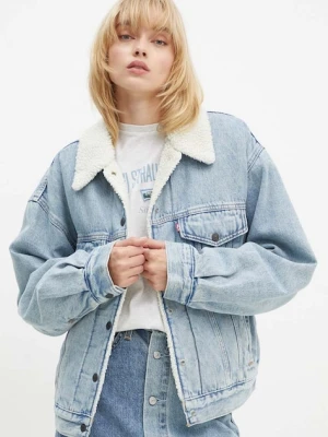 Levi's kurtka jeansowa damska kolor niebieski przejściowa oversize A4435