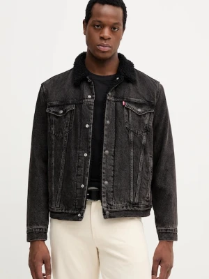 Levi's kurtka jeansowa kolor czarny przejściowa 16365