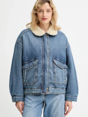 Levi's kurtka jeansowa kolor granatowy zimowa 003JF