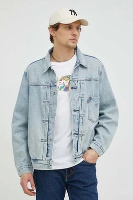 Levi's kurtka jeansowa męska kolor niebieski przejściowa oversize
