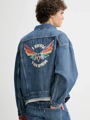 Levi's kurtka jeansowa PRIDE ONE FAMILY TRUCKER kolor niebieski przejściowa 002FF