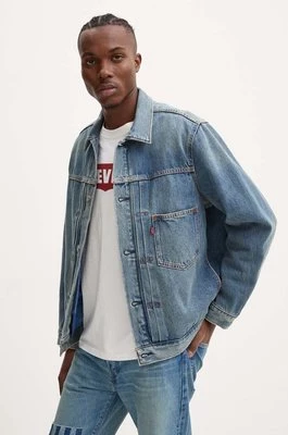 Levi's kurtka jeansowa puchowa kolor niebieski przejściowa A8634