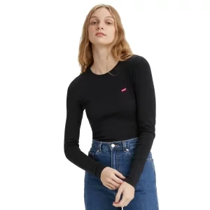 Levi's Longsleeve Baby Tee 695550014, Damskie, Czarne, longsleevy, bawełna, rozmiar: L Levis