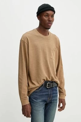 Levi's longsleeve bawełniany kolor beżowy gładki A9247