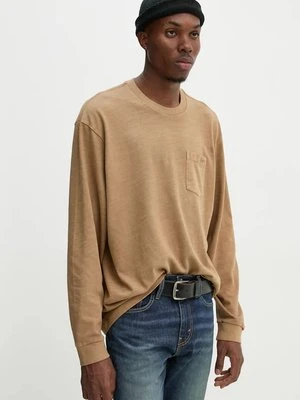 Levi's longsleeve bawełniany kolor beżowy gładki A9247