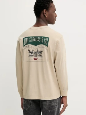 Levi's longsleeve bawełniany kolor beżowy z nadrukiem A6145