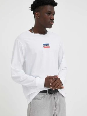 Levi's longsleeve bawełniany kolor biały z nadrukiem