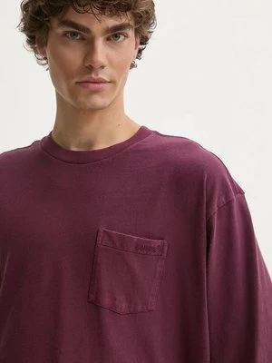 Levi's longsleeve bawełniany kolor bordowy gładki A9247