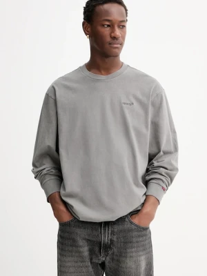 Levi's longsleeve bawełniany kolor szary gładki A6887