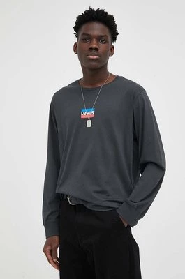 Levi's longsleeve bawełniany kolor szary z nadrukiem