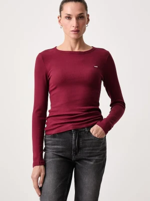 Levi's longsleeve damski bawełniany z elastanem HAYES LS czerwony