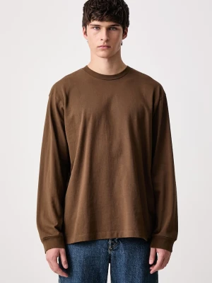 Levi's longsleeve męski bawełniany z elastanem LS WORKWEAR brązowy
