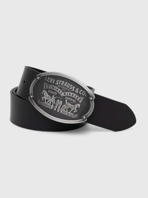 Levi's pasek skórzany BILLY PLAQUE czarny