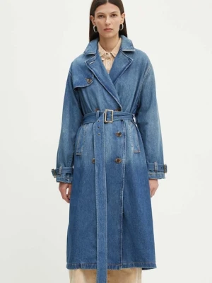 Levi's płaszcz jeansowy damski kolor granatowy przejściowy dwurzędowy A8976