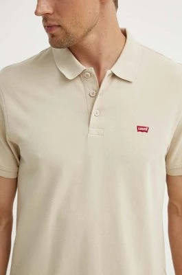 Levi's polo bawełniane kolor beżowy gładki