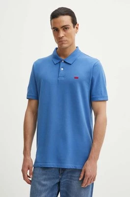 Levi's polo bawełniane kolor niebieski gładki