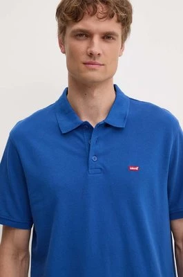 Levi's polo bawełniane kolor niebieski gładki