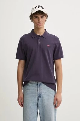 Levi's polo bawełniane kolor niebieski gładki