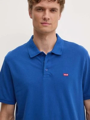 Levi's polo bawełniane kolor niebieski gładki