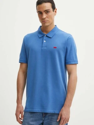 Levi's polo bawełniane kolor niebieski gładki