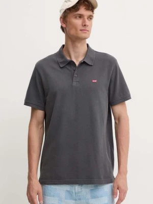 Levi's polo bawełniane kolor szary gładki