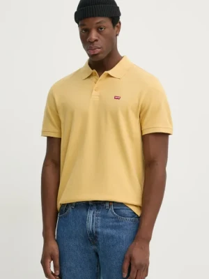 Levi's polo bawełniane kolor żółty gładki