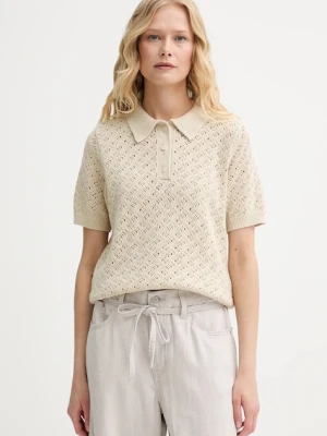 Levi's polo bawełniane LAVENDER POINTELLE POLO damski kolor beżowy 0012V