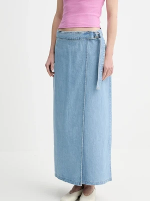 Levi's spódnica jeansowa COLUMN WRAP SKIRT kolor niebieski maxi prosta 001VG