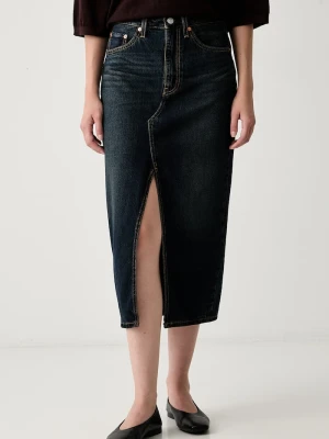 Levi's spódnica jeansowa DECON SLIT MIDI granatowy