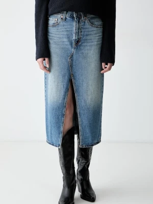 Levi's spódnica jeansowa DECON SLIT MIDI niebieski