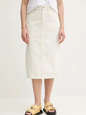 Levi's spódnica jeansowa HR BACK SLIT SKIRT kolor beżowy midi ołówkowa 001VH