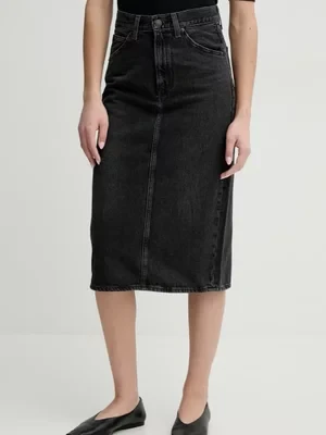 Levi's spódnica jeansowa HR BACK SLIT SKIRT kolor szary midi ołówkowa 001VH