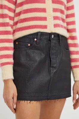 Levi's spódnica jeansowa kolor czarny mini rozkloszowana